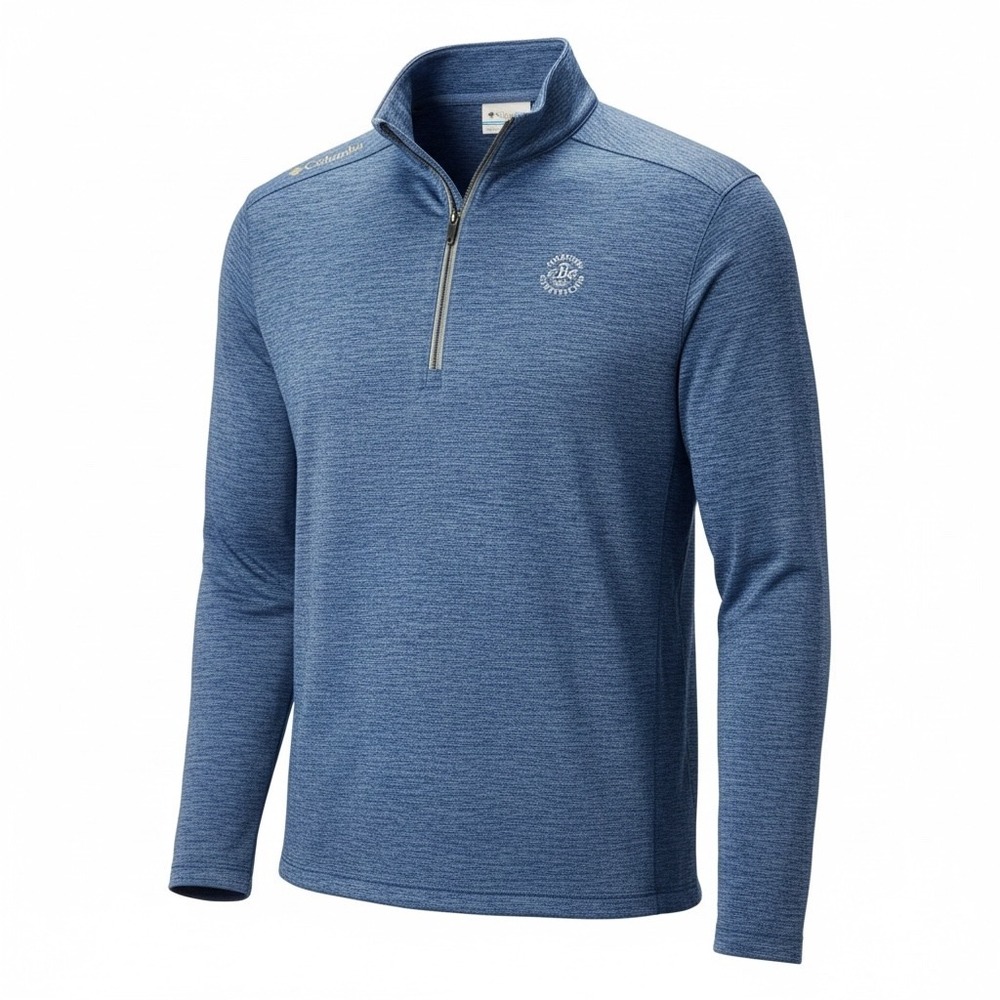 Columbia Golf /Brookside CC Logo Mens XL Blue Space Dye 1/4 zip Pullover (W7)